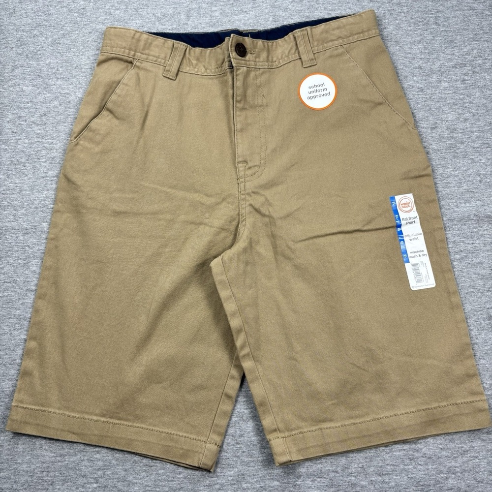 Wonder Nation Boys Uniform Shorts Khakis Size 18 Flat Front Adjustable Waist